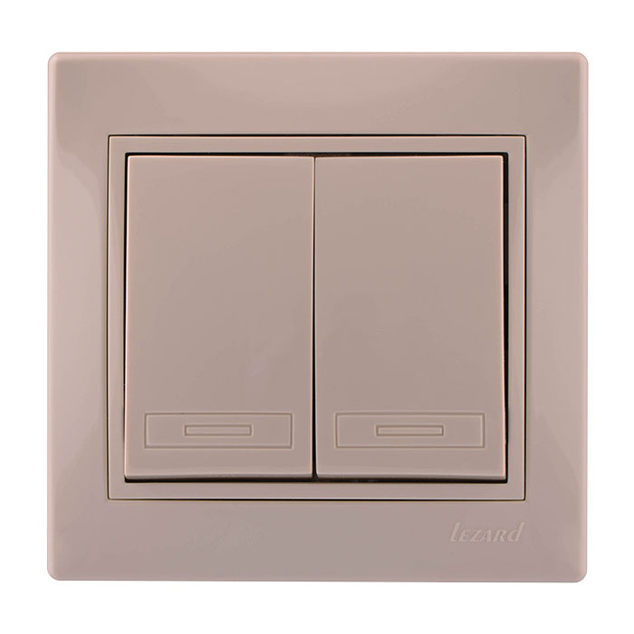 Выключатель двойной крем Mira Lezard