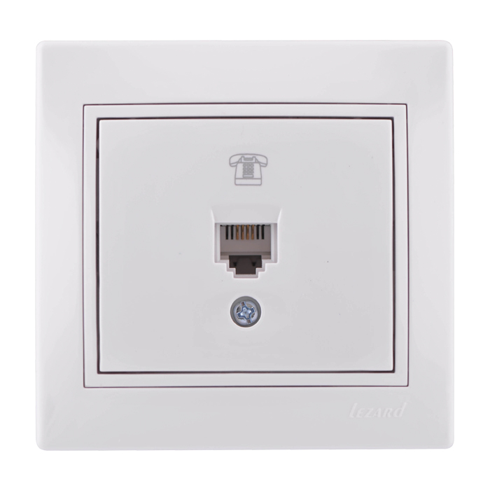 Розетка телефонная евро белый Mira Lezard