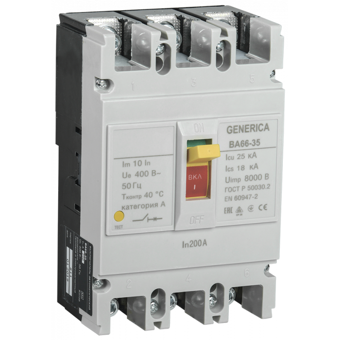 Выкл. авт. ВА66-35 3Р 200А 25кА GENERICA