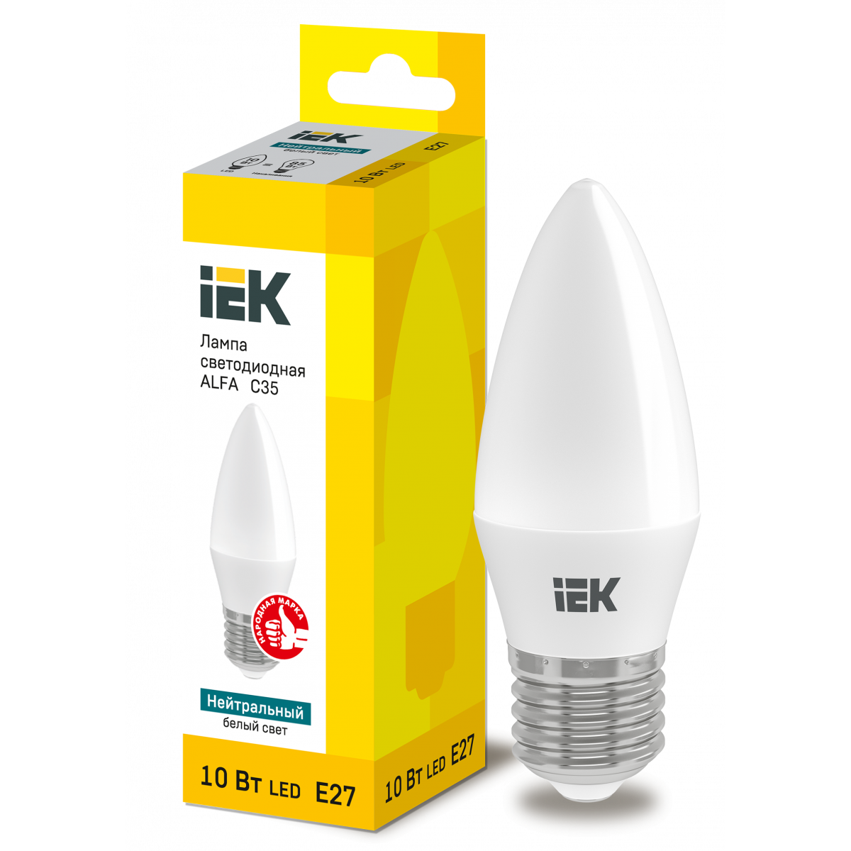 Лампа LED ALFA C35 свічка 10Вт 230В 4000К E27 (LLA-C35-10-230-40-E27) ІЕК