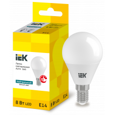 Лампа LED ALFA G45 куля 8Вт 230В 4000К E14 (LLA-G45-8-230-40-E14) ІЕК