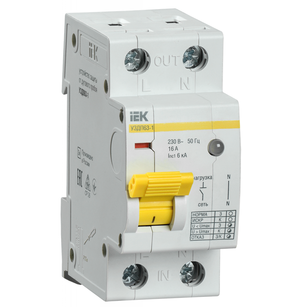 Пристрій захисту від дугового пробою УЗДП63-1 16А IEK