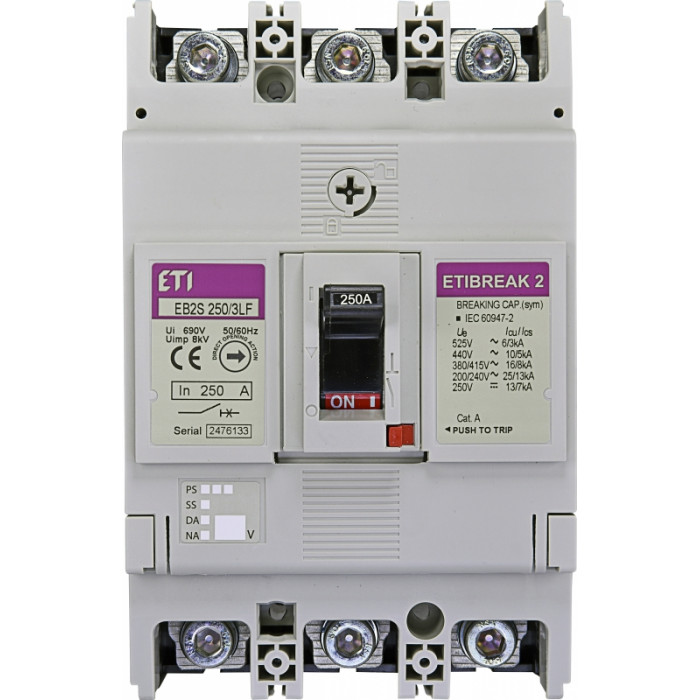 Автоматический выключатель EB2S 250/3LF 250A (16kA, фикс./фикс.) 3P ETI (4671813)