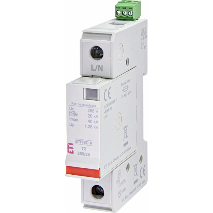 Ограничитель перенапряжения ETITEC V T2 255/20 (1+0) RC ETI (2442958)
