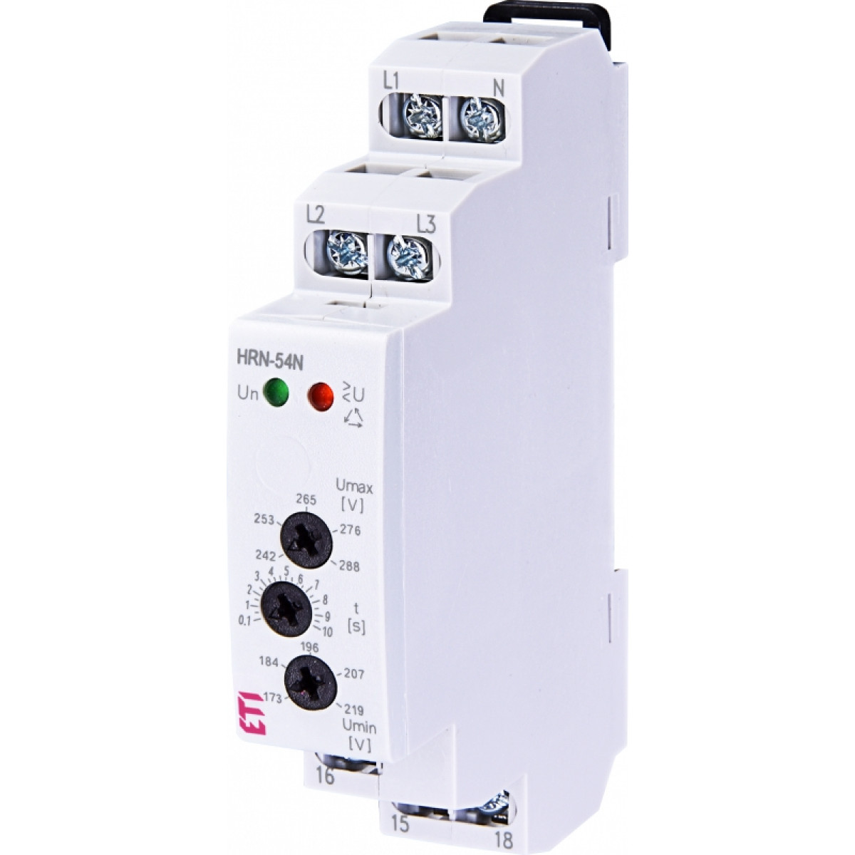 Реле контроля напряжения и помет. фаз HRN-54N 3x400/230AC (3F, 1x8A AC1) с нейтралью ETI (2471412)
