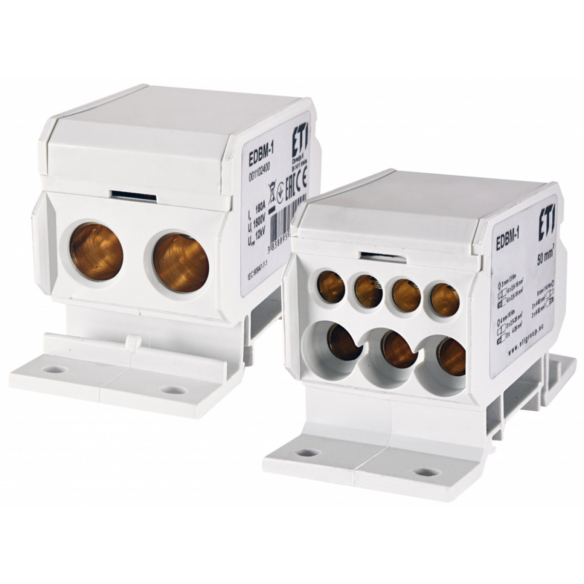 Блок розподільчий EDBM-1 (160А, 1500V AC/DC, OUT: 1x4-50; 3x2, 5-25; 4x2, 5-16) ETI (1102400)