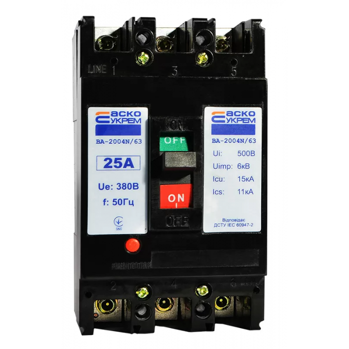 Автоматический выключатель УКРЕМ ВА-2004N / 63 3р 25А АСКО