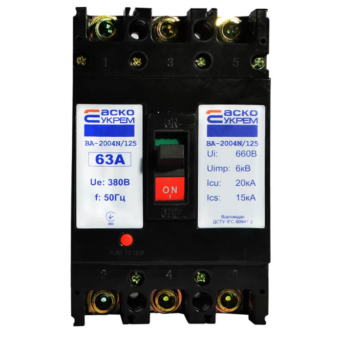Автоматический выключатель УКРЕМ ВА-2004N / 125 3р 63А АСКО
