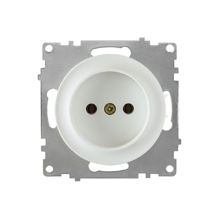 Розетка без заземлення, гвинтові контакти, колір білий