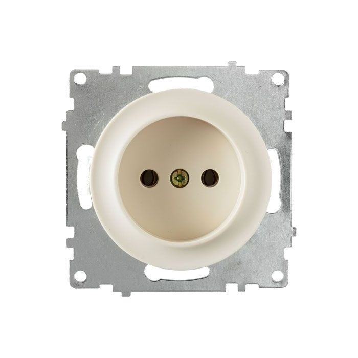 Розетка без заземления, винтовые контакты, цвет бежевый