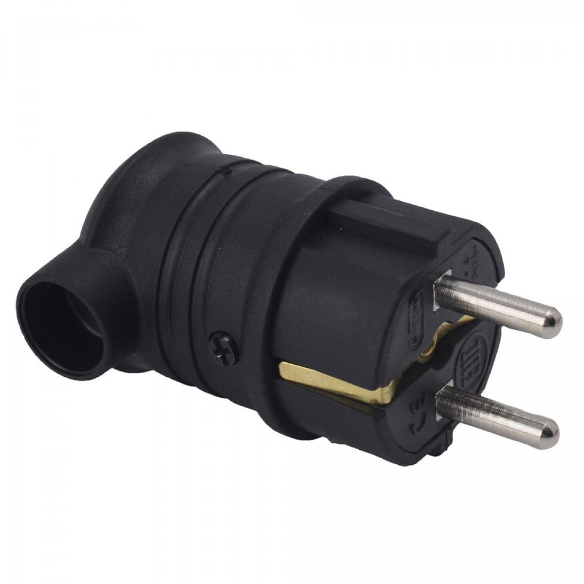 Вилка каучукова кутова AKEF 2Р+РЕ 16А IP44 чорна Bylion (403351)