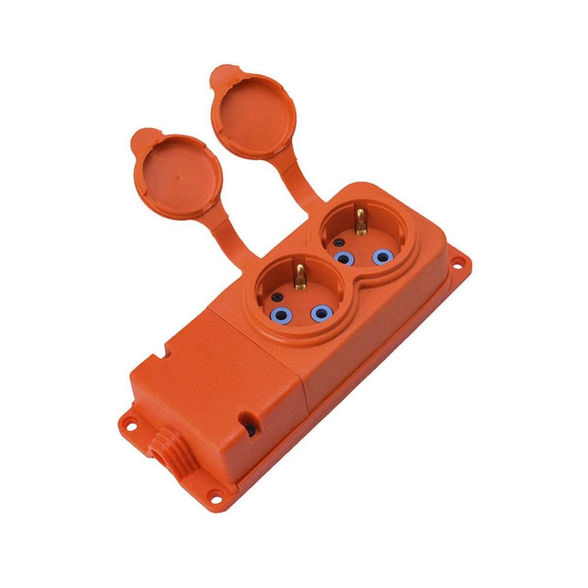 Розетка каучукова двомісна стаціонарна 2KMP-O 2Р+РЕ 16А IP44 помаранчева Bylion (403367)