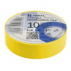 Изоляционная лента 0.13мм х 19мм х 10м, желтый TAKEL