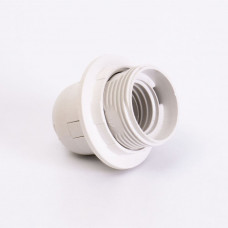 Патрон пластиковий Е27 зі стопором та з гайкою, білий TAKEL