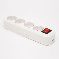 Колодка удлинителя с кнопкой 4 гнезда с ж/к LEE