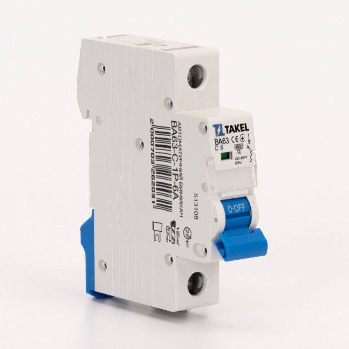 Автоматический выключатель ВА63-C-1Р-6А Takel (513108)