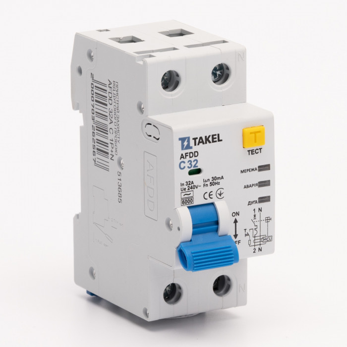 Устройство защиты от дугового пробоя AFDD 32А С 1P+N Takel (513685)