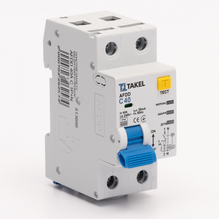 Устройство защиты от дугового пробоя AFDD 40А С 1P+N Takel (513686)