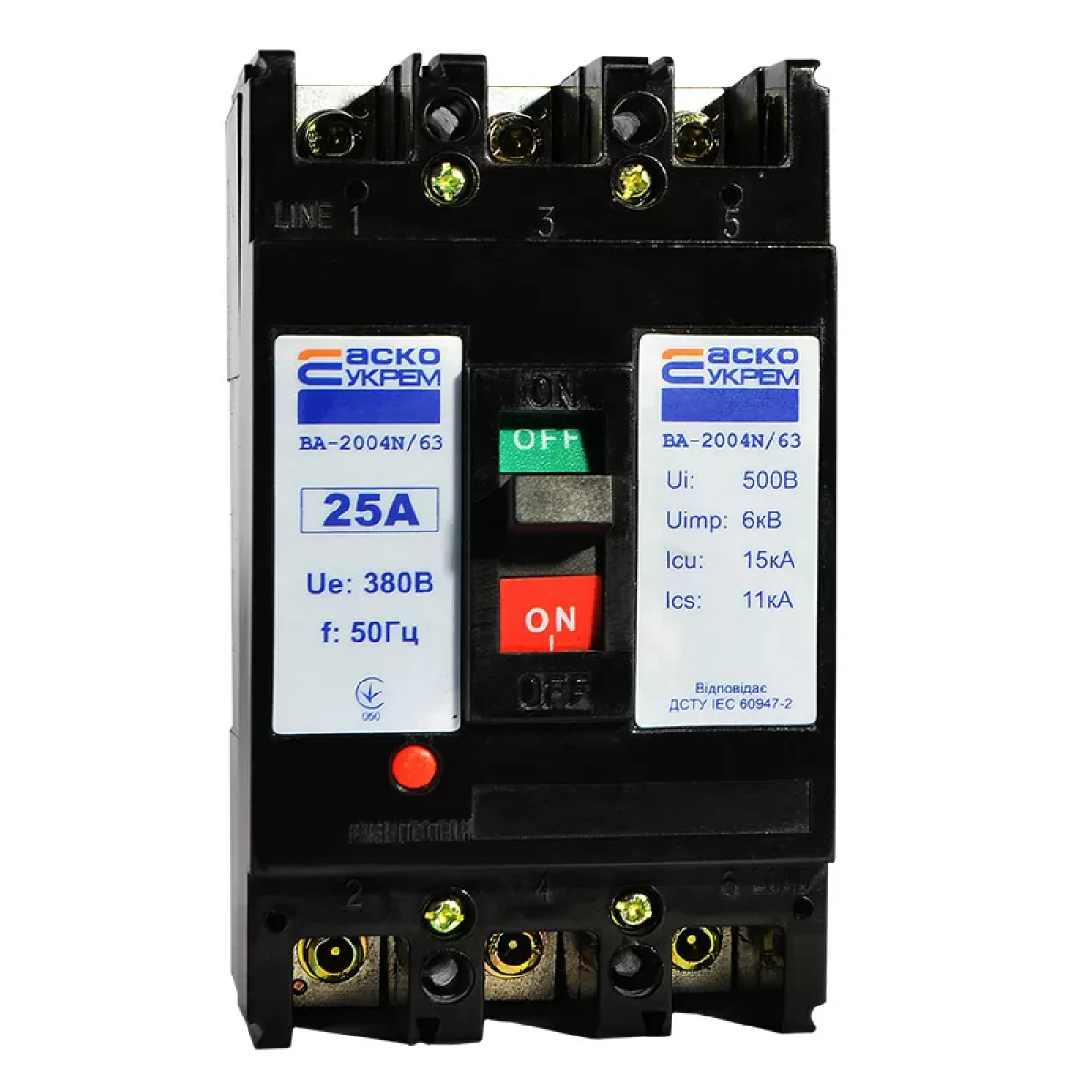 Автоматичний вимикач УкрЕМ ВА-2004N / 63 3р 25А АСКО
