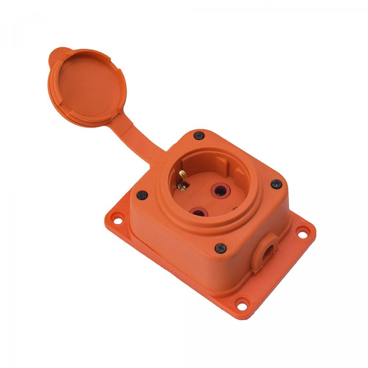 Розетка каучуковая стационарная 1KMP-O 2Р+РЭ 16А IP44 оранжевая Bylion (403366)