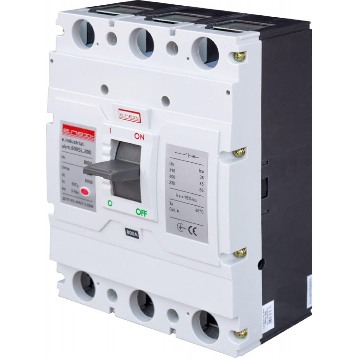 Силовий автоматичний вимикач e.industrial.ukm.800SL.800, 3р, 800А