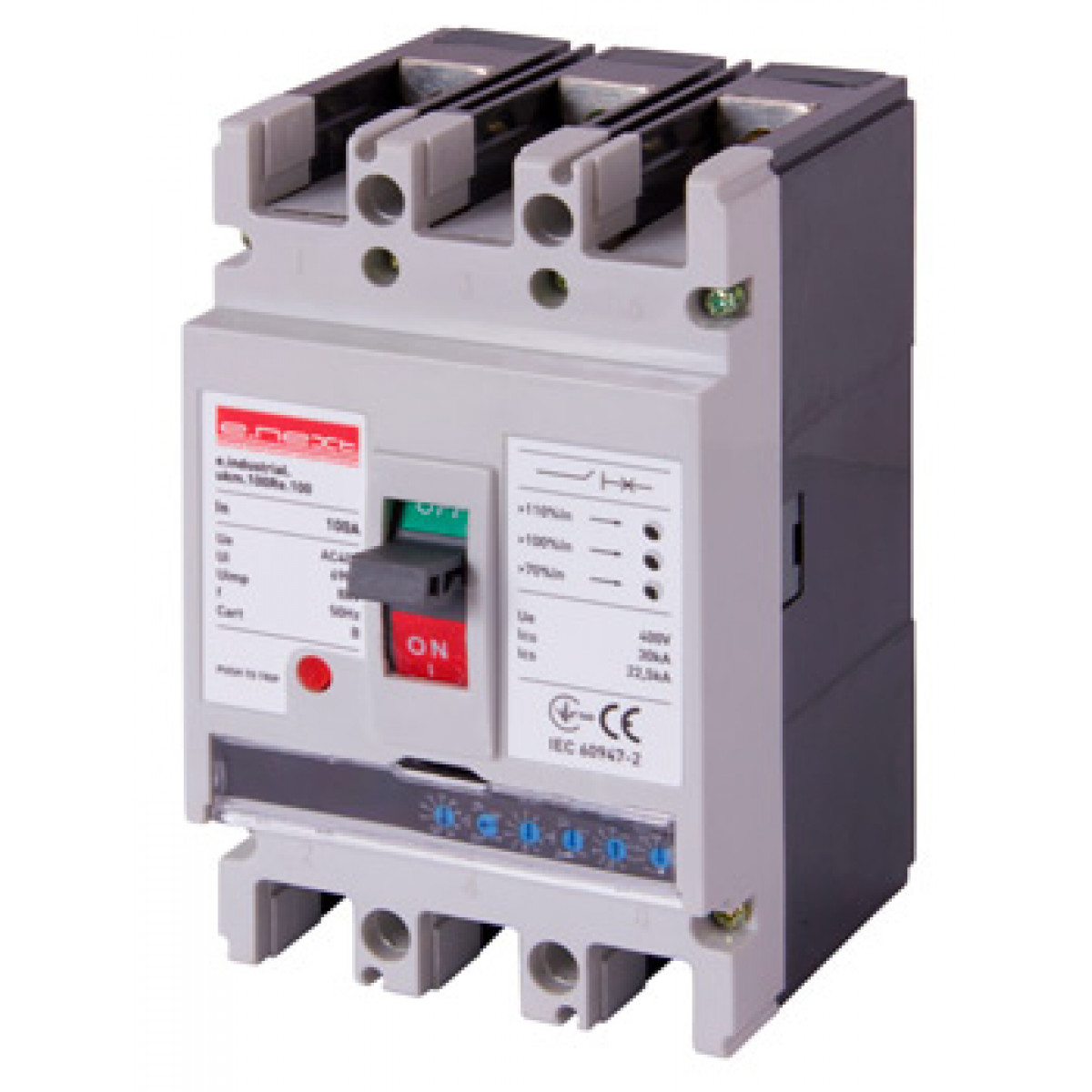 Силовий автоматичний вимикач e.industrial.ukm.100Re.100 з електронним розчіплювачем, 3р, 100А