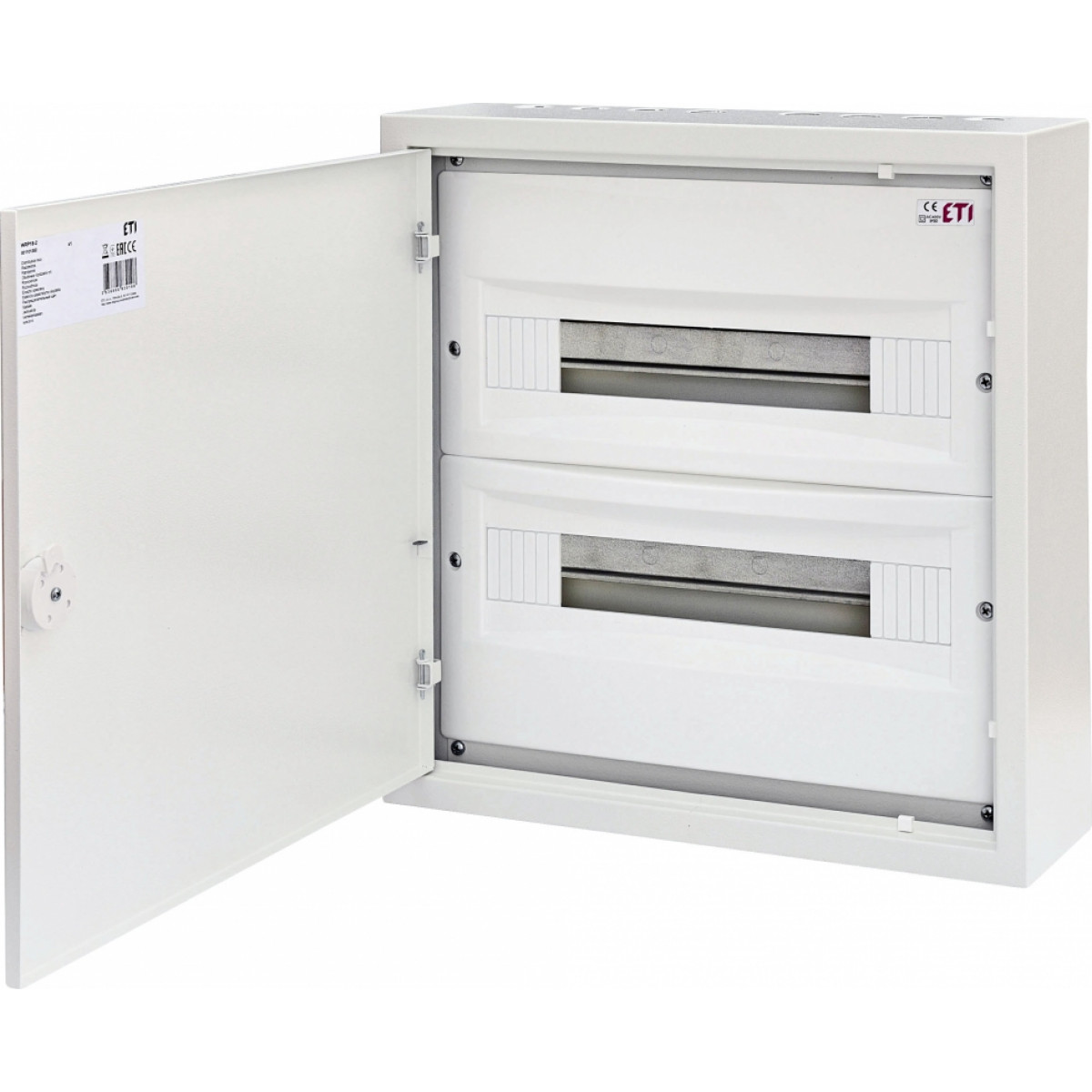 Щит металевий WRP18-2 (2х18 модулів, 36 модулів, пластикова фальш-панель, IP30, зовнішнього виконання) ETI (1101382)