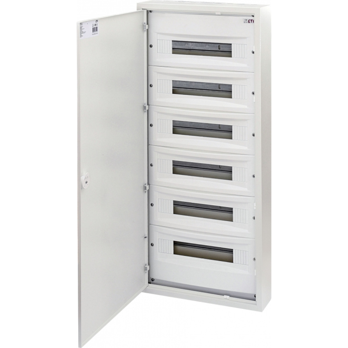 Щит металлический WRP18-6 (6х18 модулей, 108 модулей, пластиковая фальш-панель, IP30, внешнее исполнение) ETI (1101386)