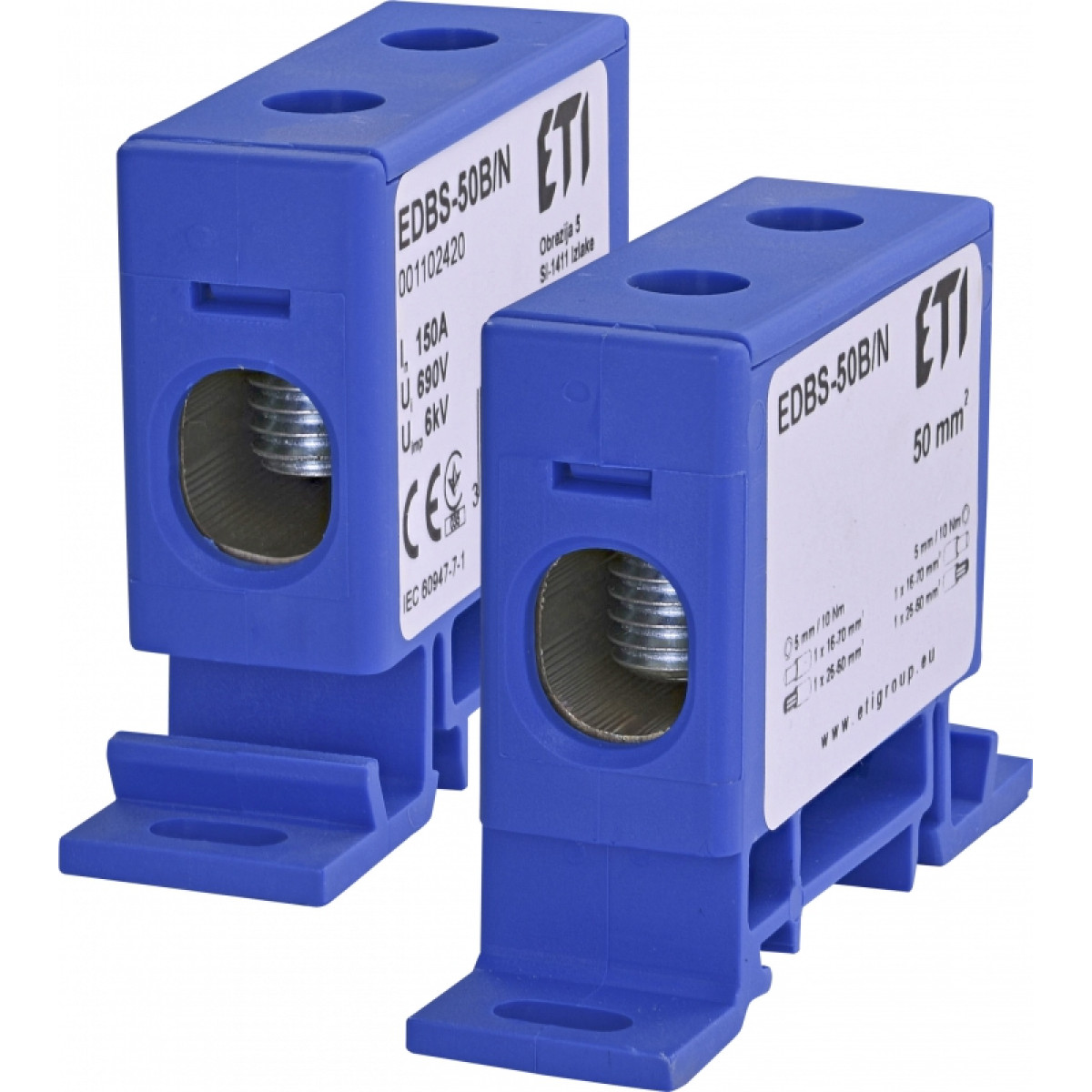 Ввідна силова клема EDBS-50B/N (150А, 690V AC, 16-70 мм?) ETI (1102420)