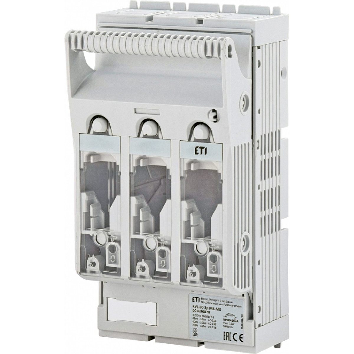 Роз'єднувач KVL 00 3P 160A (Клеми M8-M8) ETI (1690870)