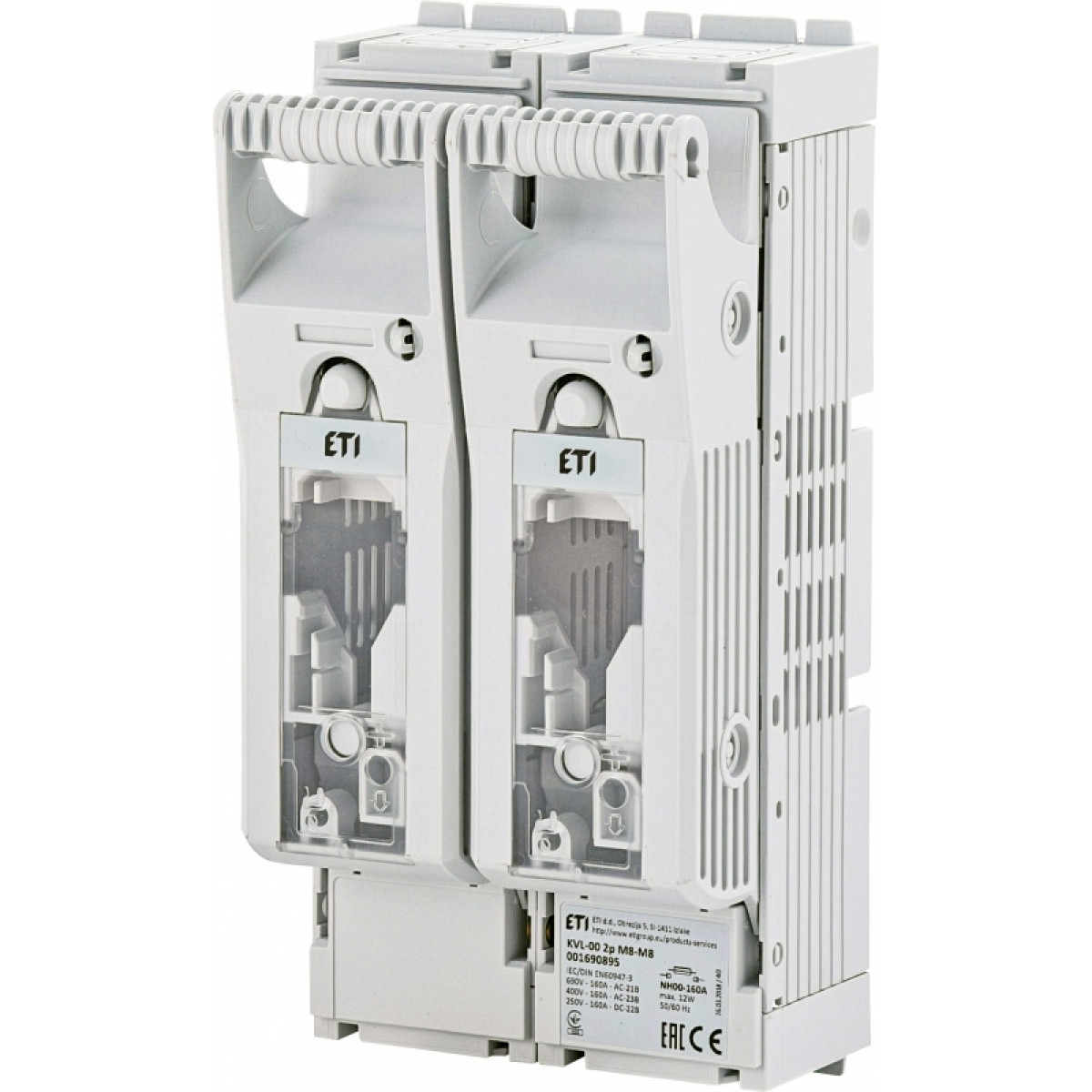 Разъединитель KVL 00 2P 160A (Клеммы M8-M8) ETI (1690895)