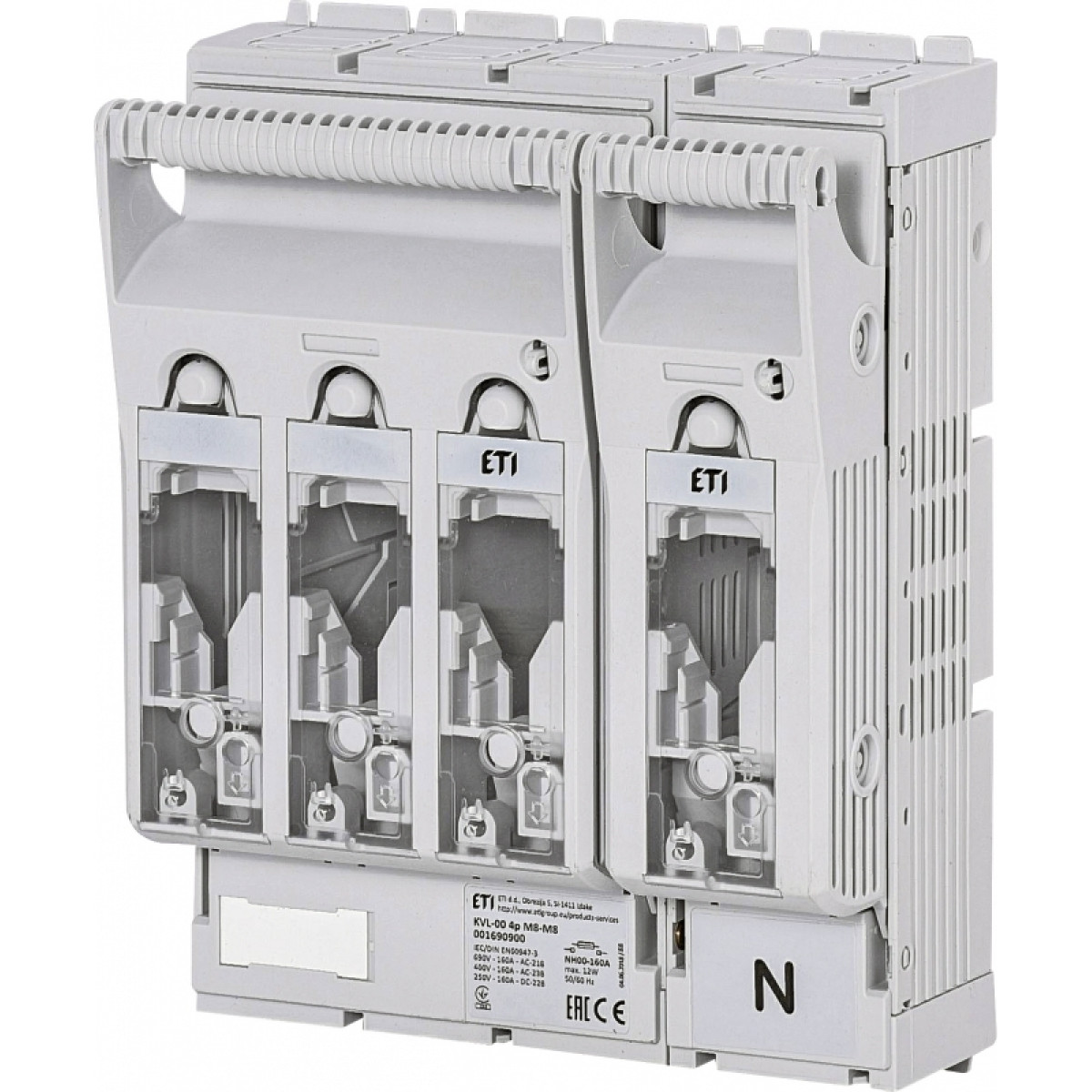 Разъединитель KVL 00 4P 160A (Клеммы M8-M8) ETI (1690900)