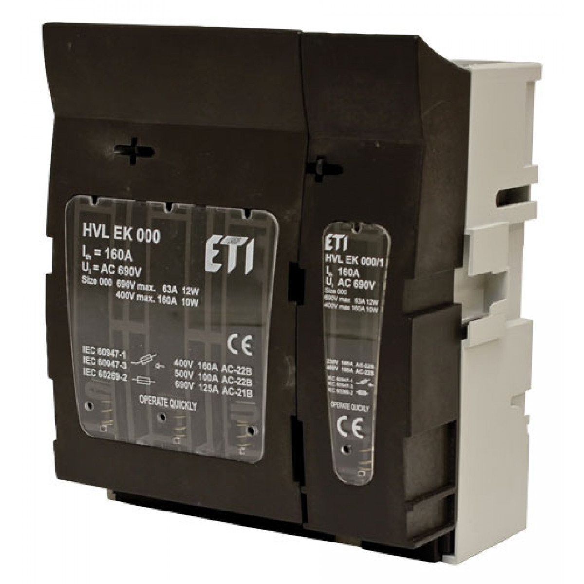 Роз'єднувач HVL EK 000 4P 100A (Клеми M8-M8) ETI (1701420)