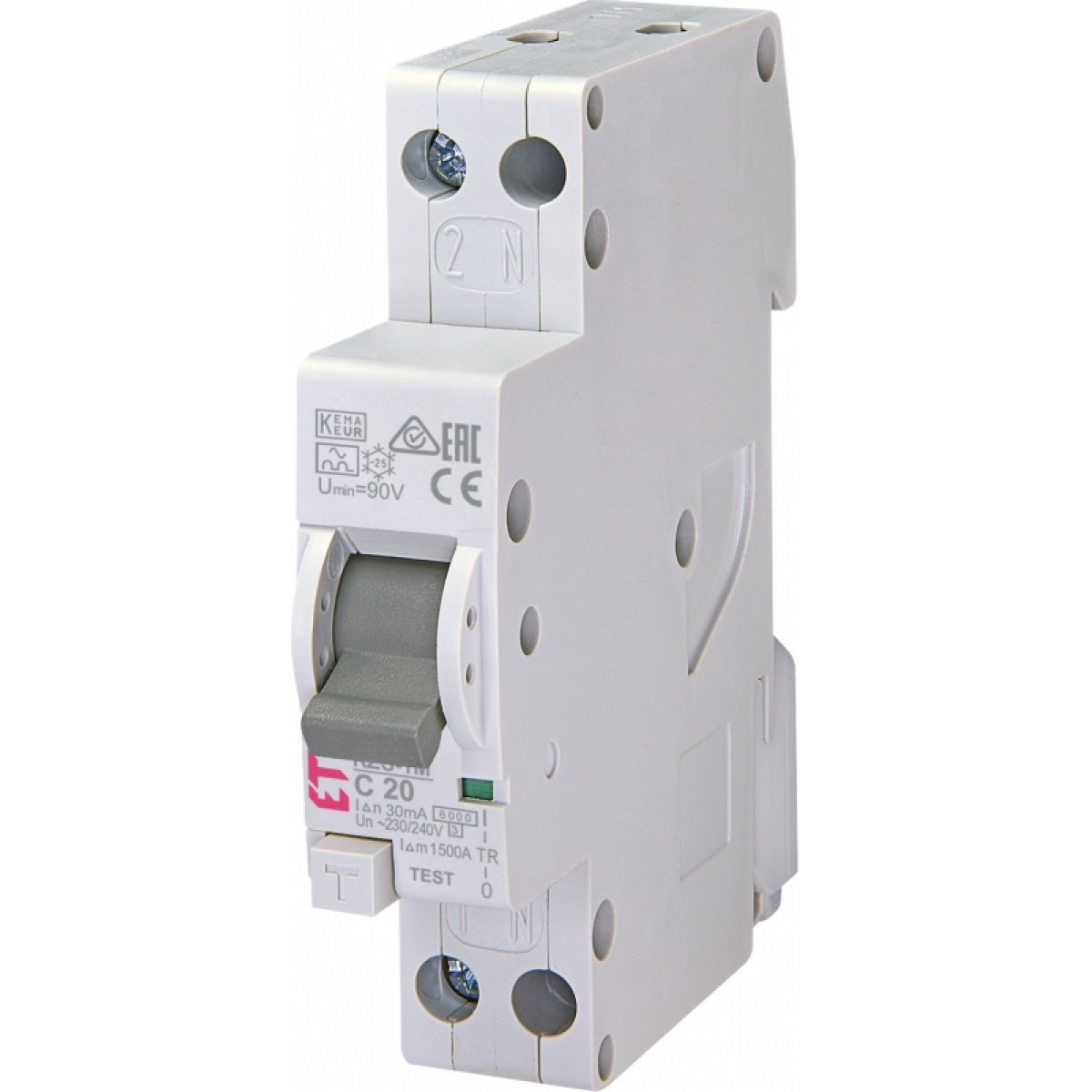 Дифференциальный автоматический выключатель KZS-1M C 20/0, 03 A (6kA) (нижнее подключение) ETI (2175225)