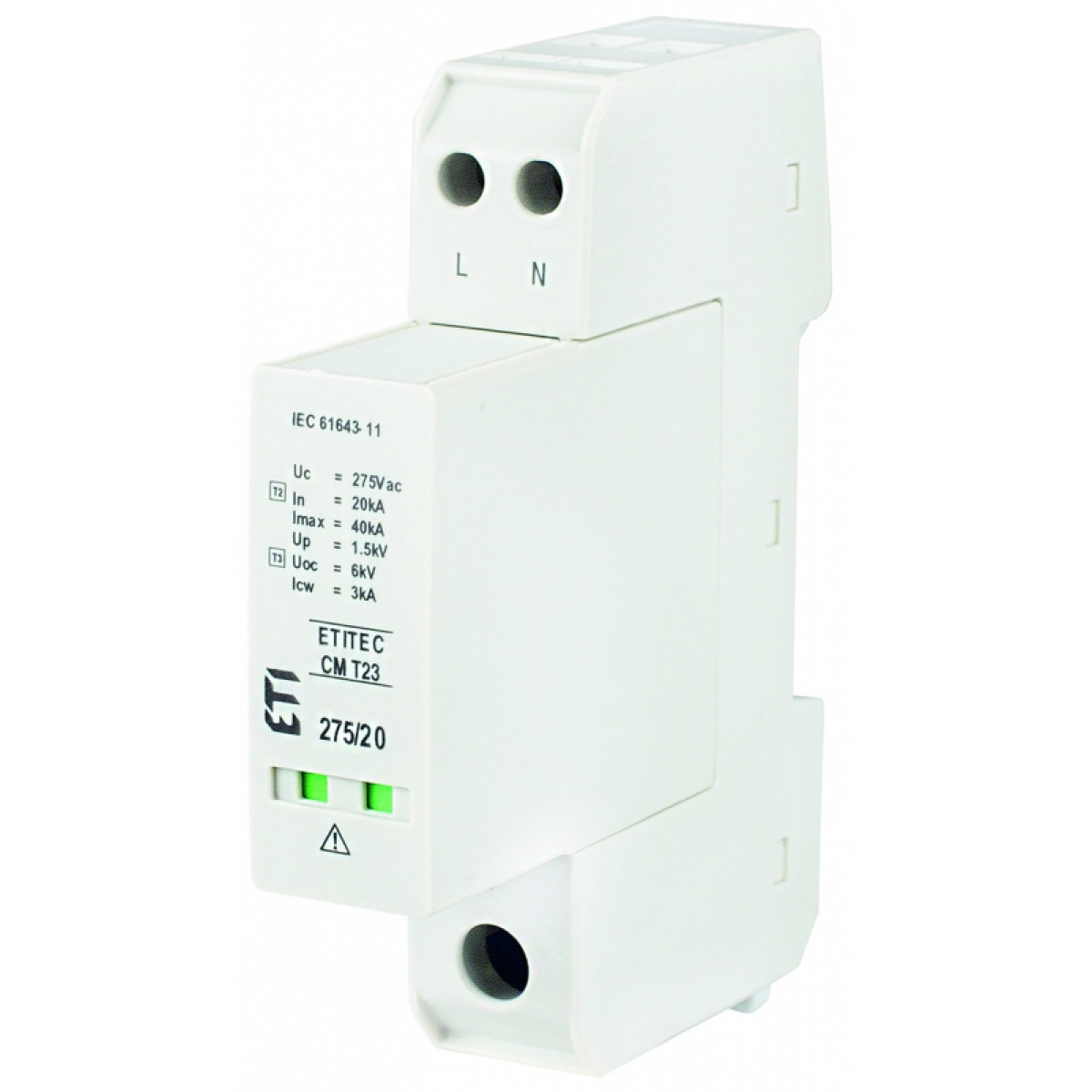Ограничитель перенапряжения ETITEC CM T23 275/20 (2+0, 1p, TNC-S) RC ETI (2440651)
