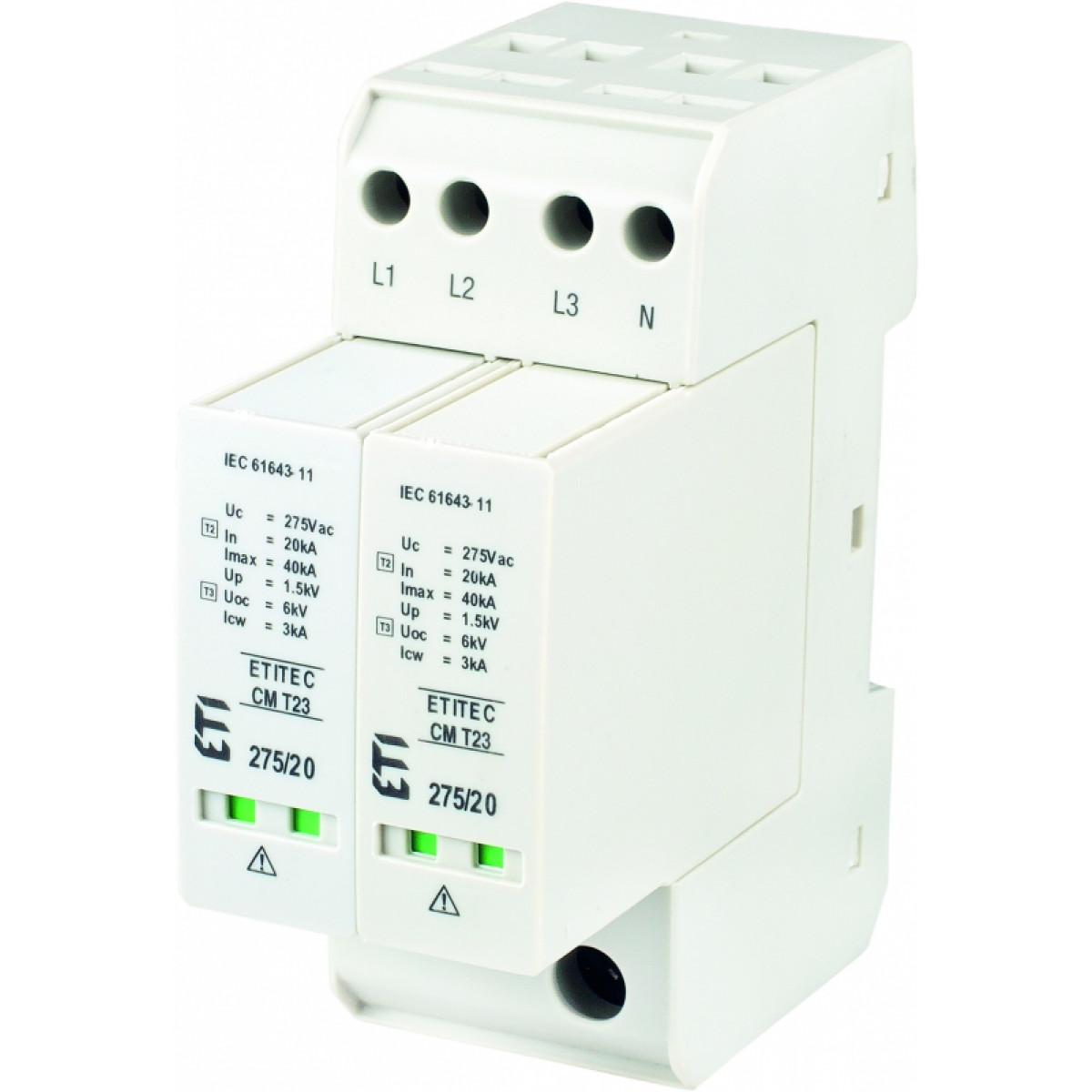 Ограничитель перенапряжения ETITEC CM T23 275/20 (3+1, 2р, ТТ) RC ETI (2440657)