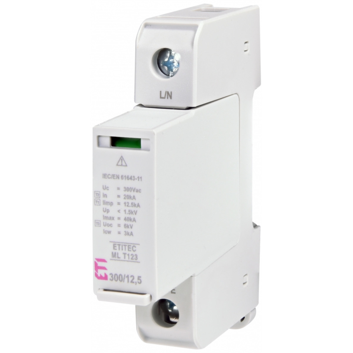 Ограничитель перенапряжения ETITEC ML T123 300/12,5 (1+0, 1p, TNC) ETI (2440661)