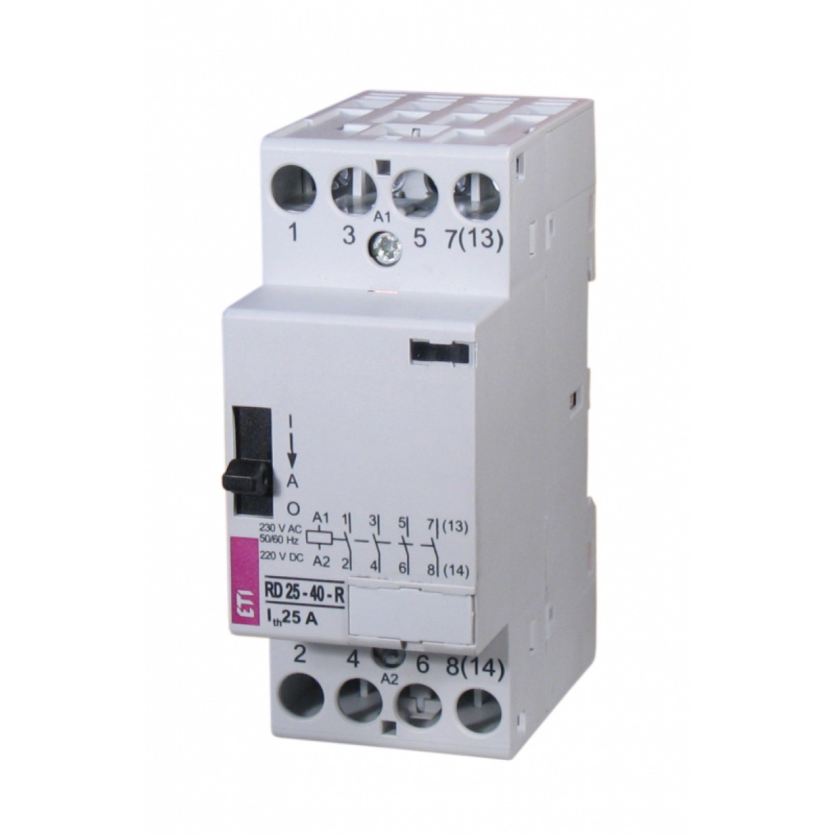 Контактор модульний RD-R 25-04 230V AC/DC (ручне керування) ETI (2464066)