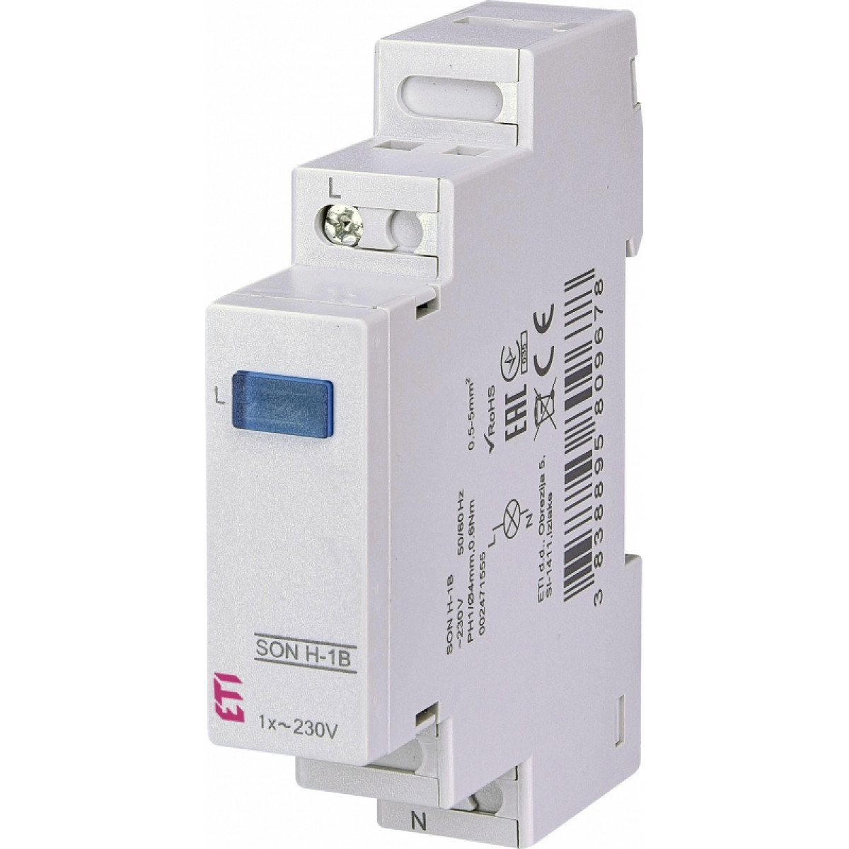 Однофазный индикатор наличия напряжения SON H-1B (1x синий LED) ETI (2471555)