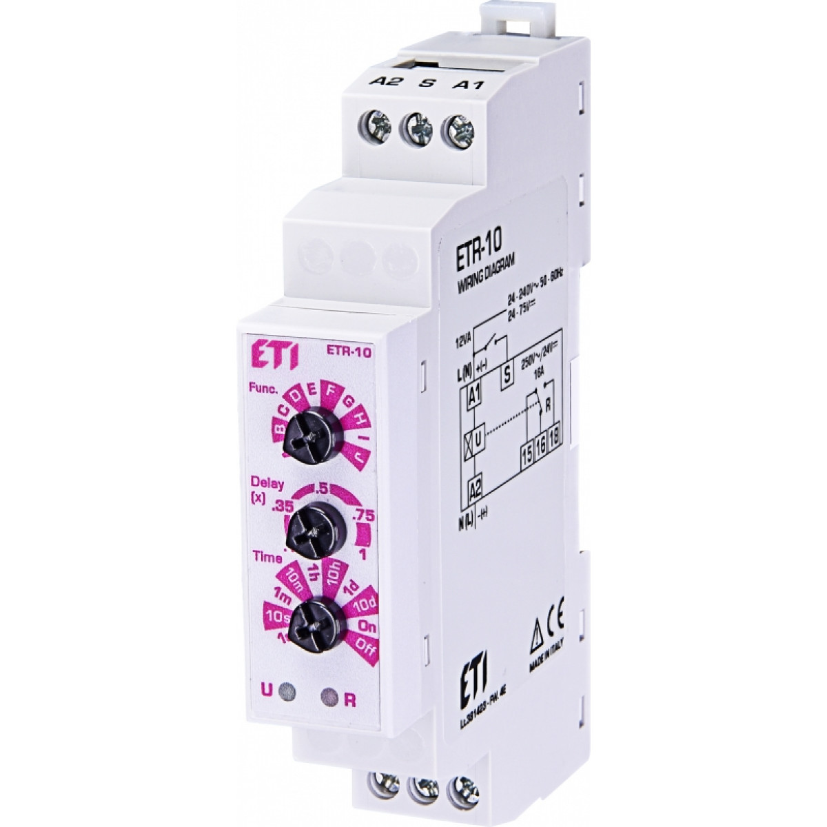 Многофункциональное реле времени ETR-10 24-240V AC/24-75V DC (1x16A AC1) ETI (2472200)
