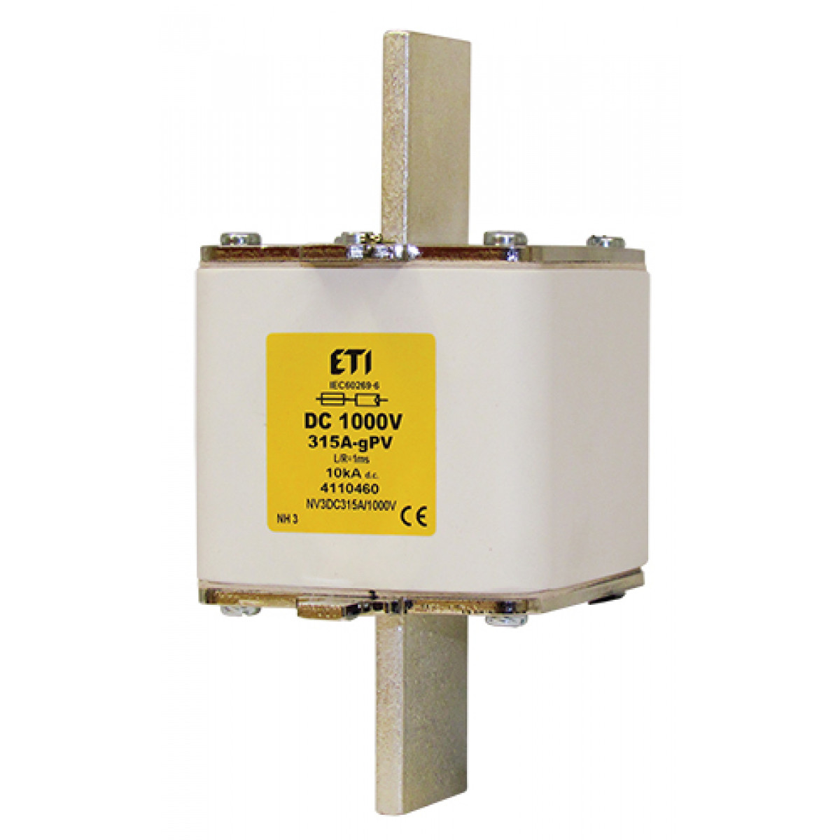 Предохранитель NH-3 gPV 250 A 1000 V DC (L/R=1ms, 10kA) ETI (4110458)