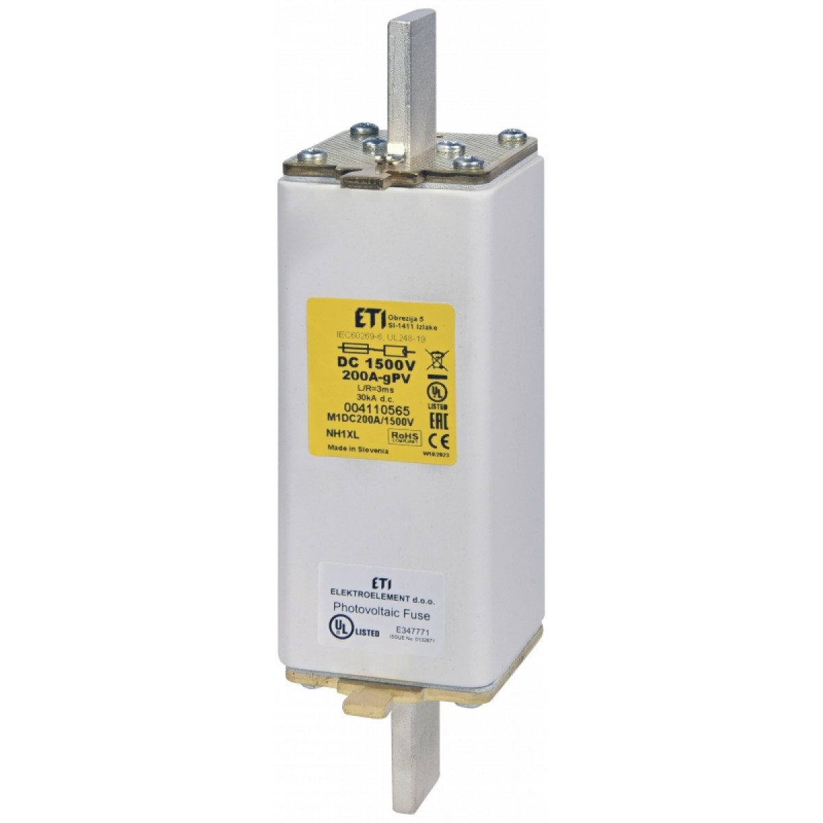 Предохранитель NH-1XL gPV 63A 1500V DC (L/R=2ms) ETI (4110560)