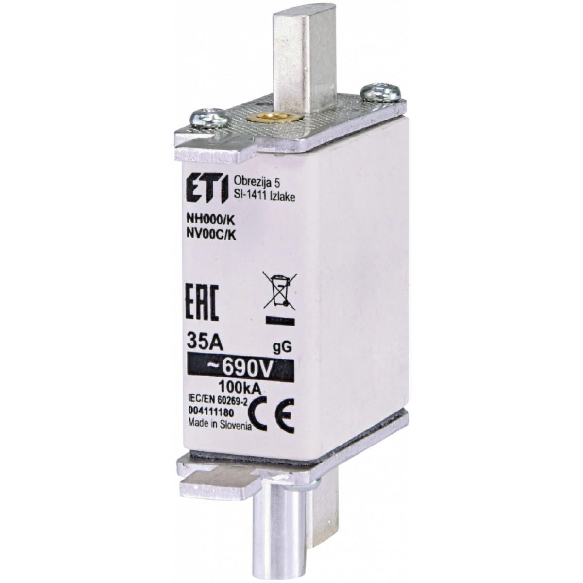 Предохранитель с ударником NH-000 K/gG 16A 690V ETI (4111176)