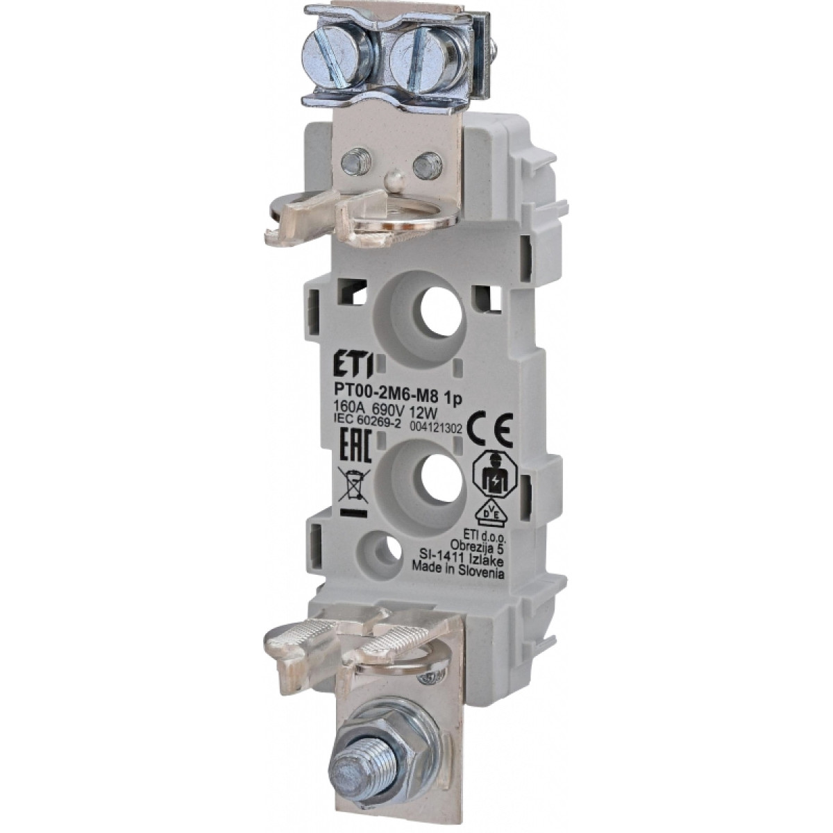 Держатель предохранителя PT 00 1p 160A (2M6-M8) ETI (4121302)