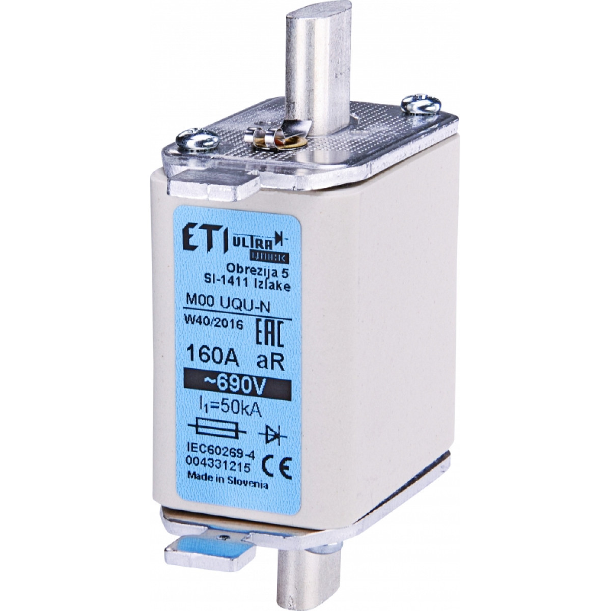 Запобіжник M00UQU-N/80A/690V gR (50kA) ETI (4331211)