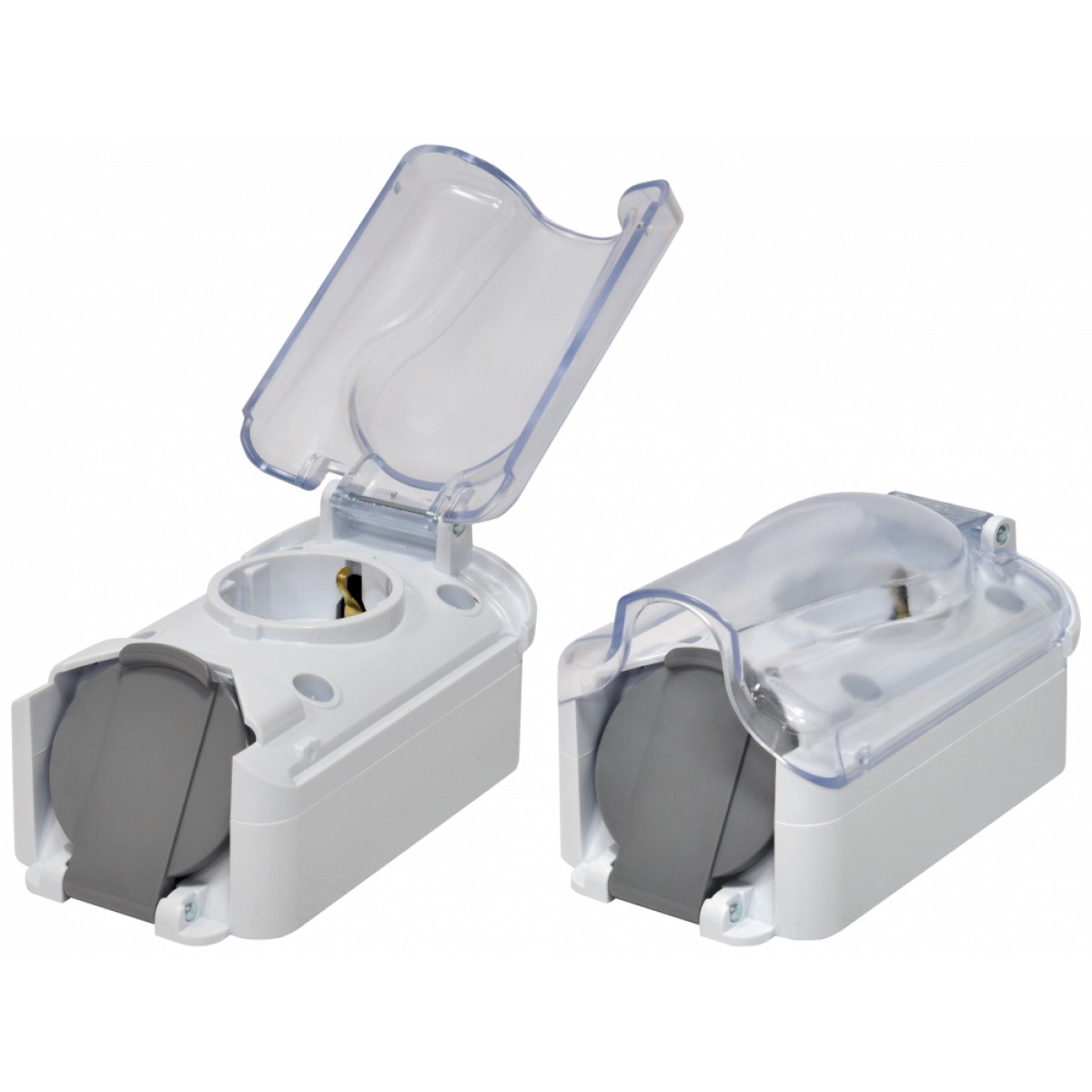 Розетка 2-я из крышек. PRE-2PC для вилки PKB-90 (2x2Р+РЭ, Schuko, IP44, 16A, 250V, поликарбонат) ETI (4481021)