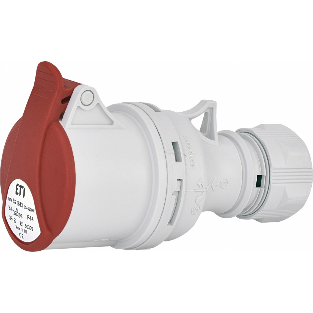 Розетка кабельная (силовой разъем) ES-1643 IP44 (16A, 400V, 3P+PE) ETI (4482001)