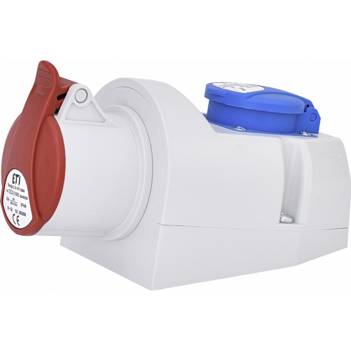 Розетка комбинированная (силовой разъем) EZCZ-S-1643 IP44 (16A, 400V/230V, 3P+PE/EE 16S Schuko) ETI (4482050)