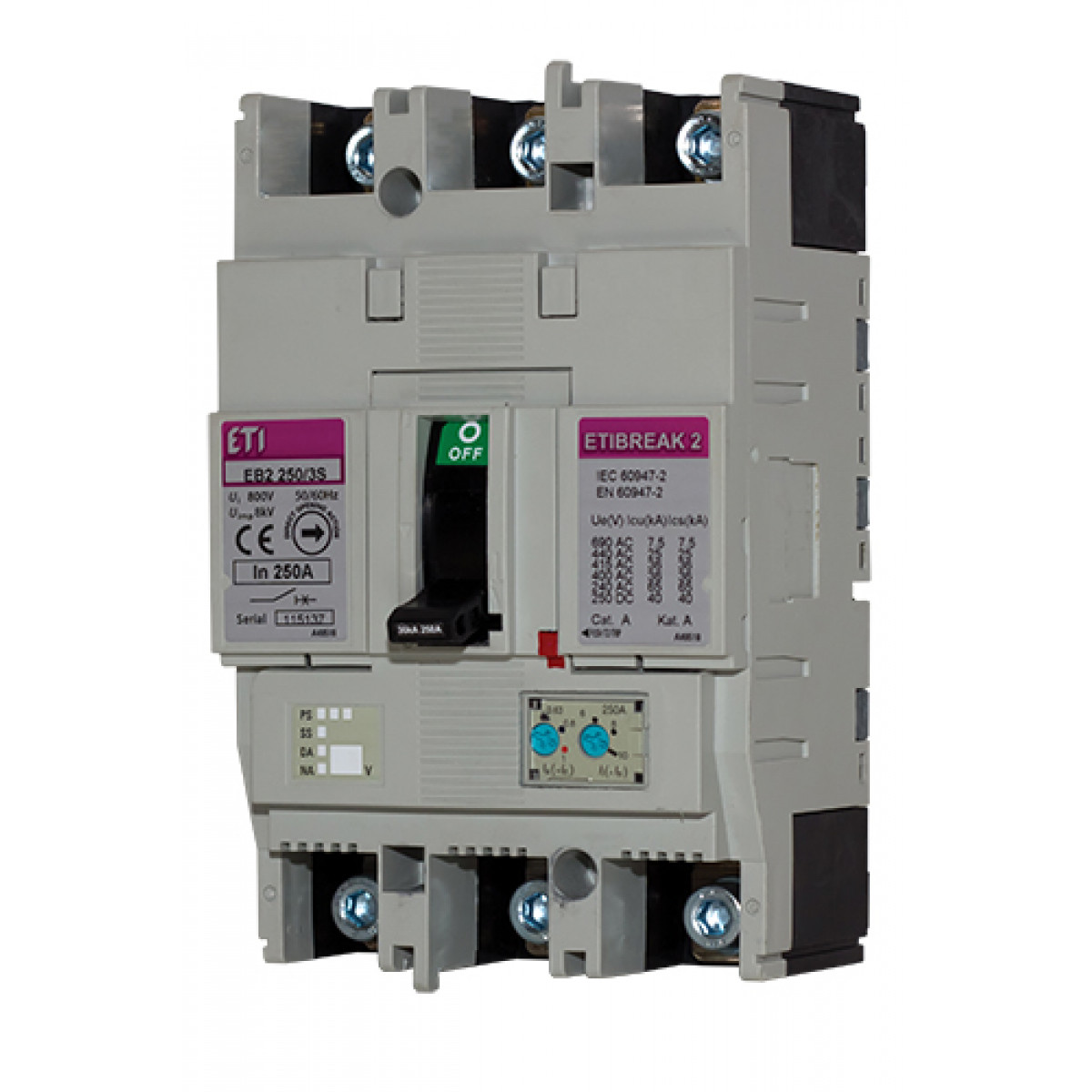 Автоматический выключатель EB2 250/3L 160A (25kA, (0.63-1)In/(6-13)In) 3P ETI (4671071)
