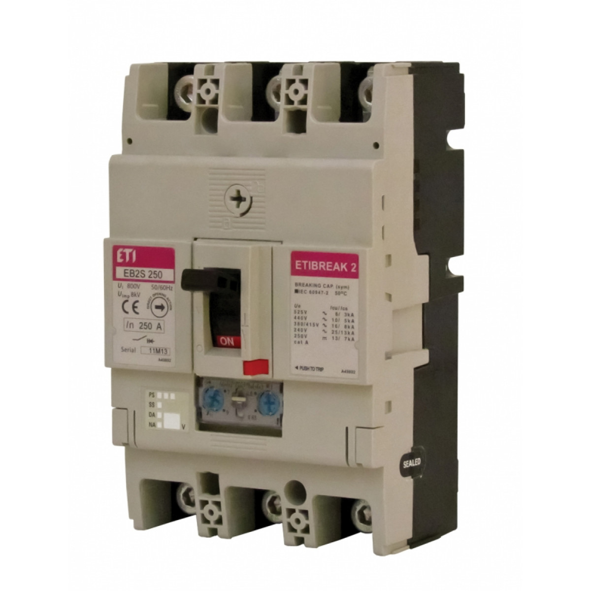 Автоматический выключатель EB2S 250/3SA 200A (25kA, (0.63-1)In/(6-13)In) 3P ETI (4671907)
